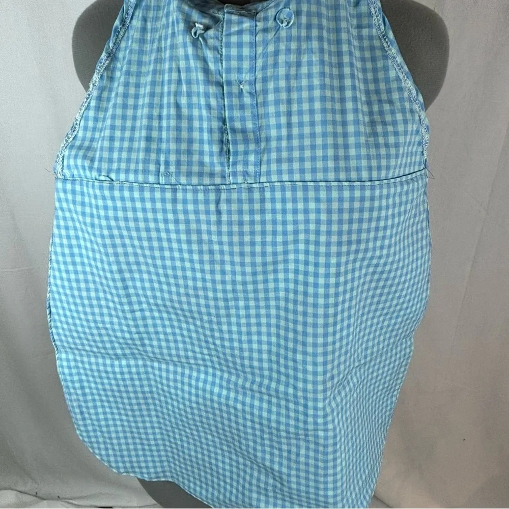 Bib For Adult | Handcrafted Dignity Cover | Aqua Plaid Button-Up ‎ | 19